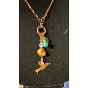 Handmade Bronze tone Bird Charm Beaded Necklace